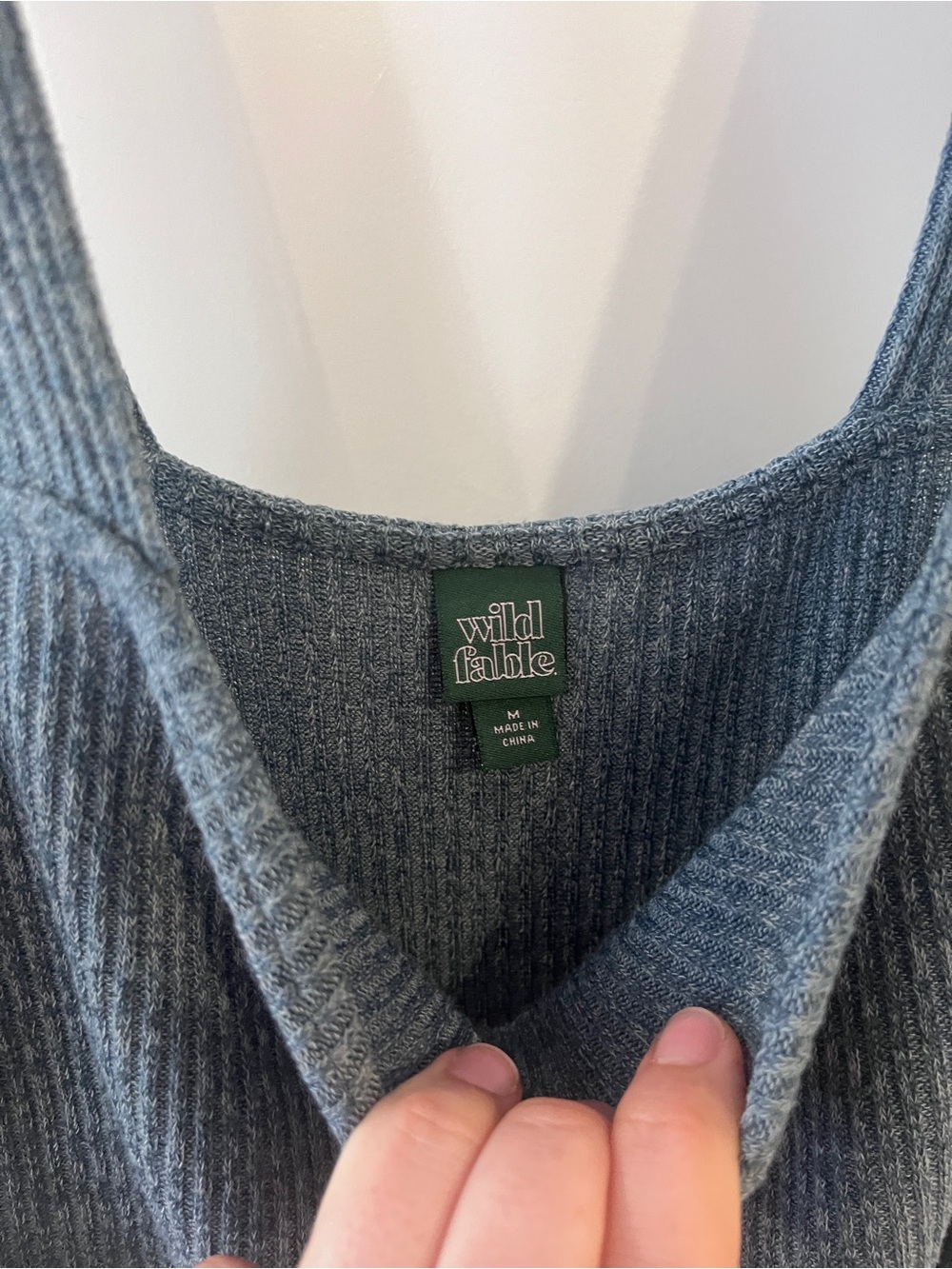 Target Wild Fable Heathered Blue Ribbed Knit Square Neck Wide Leg Jumpsuit M - Picture 4 of 9